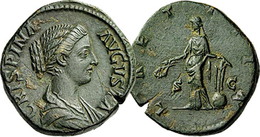 Ancient Rome Empress Crispina, As, Dupondius, Sestertius 178AD to 182AD