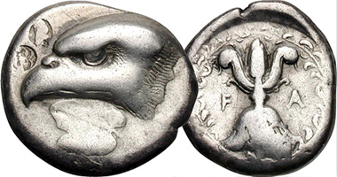 Ancient Greece (Olympia) 93rd Olympiad Stater 408BC