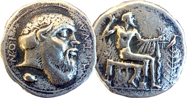 2pcs Vintage Copper Stamping 22mm Roman Ceasar Greek Tetradrachm Head Coin 