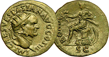 Ancient Rome Vespasian Dupondius 69AD to 79AD