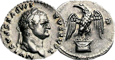 Ancient Rome Vespasian Denarius with Eagle 69AD to 79AD