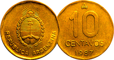 Argentina 10 Centavos 1985 to 1988
