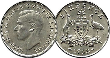 Australia 6 Pence 1938 to 1963