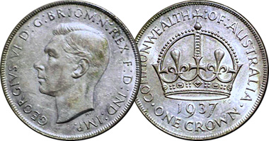 Australia Crown 1937 and 1938