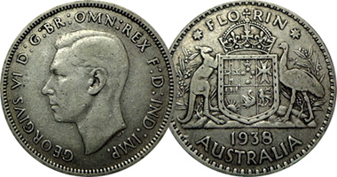 Australia Florin 1938 to 1954