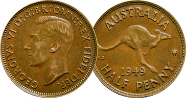 Australia Half Penny 1939 to 1964