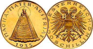 Austria 100 Schilling 1935 to 1938