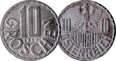 Austria 10 Groschen 1951 to 2001