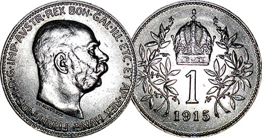Austria 1 Corona 1892 to 1916