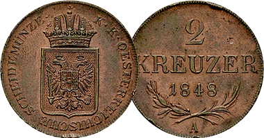 Austria 2 Kreuzer 1848