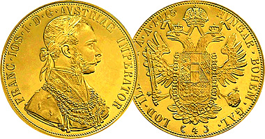 Austria 4 Ducat (Fakes are possible) 1867 to 1915