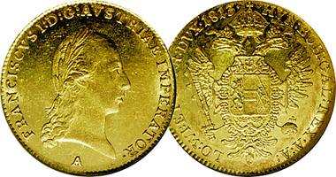 Austria 1 and 4 Ducat 1811 to 1815