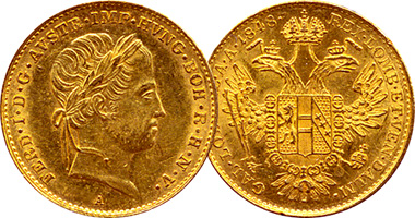 Austria Ducat 1837 to 1848