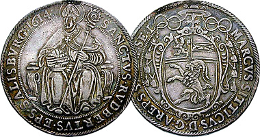 Austria Salzburg Thaler (Marcus Sitticus) 1614 to 1622