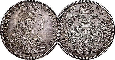 Austria Thalers of Charles (Carol) VI 1711 to 1740