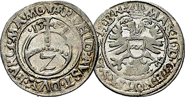 Medieval Austria (Vienna) 2 Kreuzer 1/2 Batzen 1564 to 1576