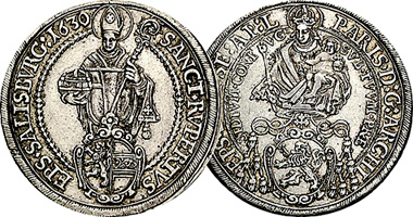 Austria (Salzburg) 1/6, 1/4, 1/2, and 1 Thaler 1623 to 1653