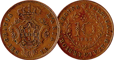 Portugal Azores 5, 10, 20 Reis 1843 to 1901