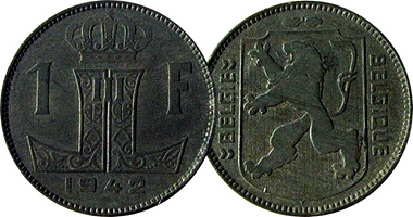 Belgium 1 Franc 1941 to 1947