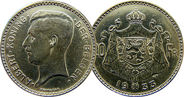 Belgium 20 Francs 1933 and 1934