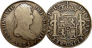 Bolivia 1/2, 1, 2, 4, and 8 Reales 1814 to 1825