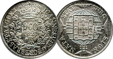 Brazil 160, 320, 640, and 960 Reis (STAB SUBQ SIGN NATA) 1809 to 1822