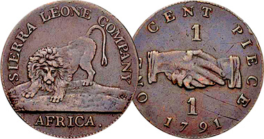 Great Britain (Sierra Leone Company) Penny, 1, 10, 20, 50 Cents and Dollar 1791