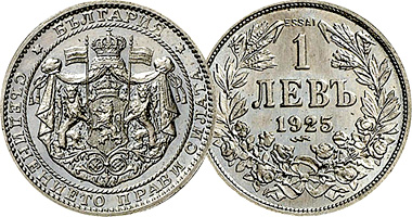 Bulgaria 1 Lev and 2 Leva 1925 to 1941