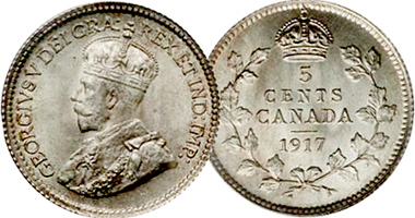 Canada 5 cents 1912 to 1919