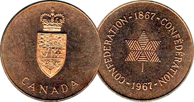 1867- 1967 CANADA CONFEDERATION BRASS TOKEN COIN - CS0064