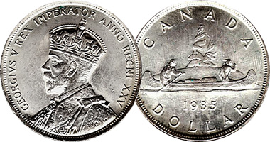 Canada Commemorative Voyageur Dollar 1935 to 1987