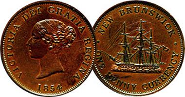 Canada New Brunswick Half Penny and Penny Tokens 1843 to 1854