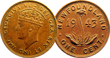 Canada Newfoundland 1 Cent 1938 to 1947