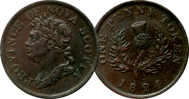 Canada Nova Scotia Half Penny and Penny Token 1823 to 1856