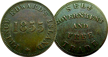 Canada Price Edward Island Token 1855 to 1857