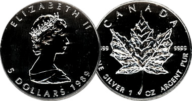 Canada Silver Maple Bullion Coin 1988 to Date