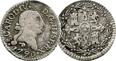 Chile 1/4 Real 1790 to 1792