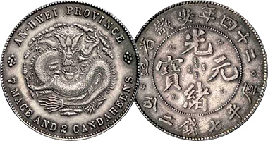 China Anhwei (An-Hwei) Silver Coins 1897