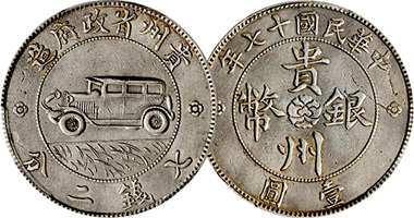 China Kweichow Province Auto Dollar 1928