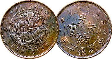 China Chihli Province (Pei Yang) 5, 10, and 20 Cash 1906