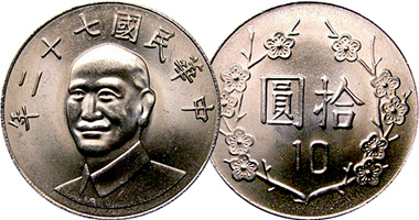 China (Taiwan) 10 Yuan 1981 to Date