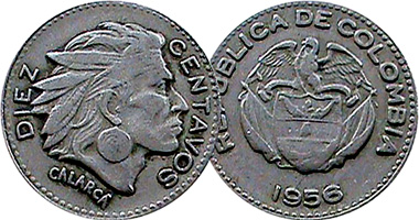 Colombia 10 Centavos 1952 to 1966