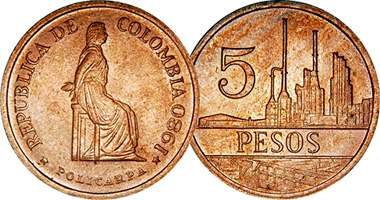 Colombia 5 Pesos 1980 to 1989