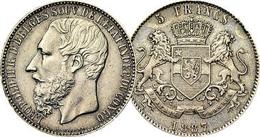 Congo (Belgian) 5 Francs 1894