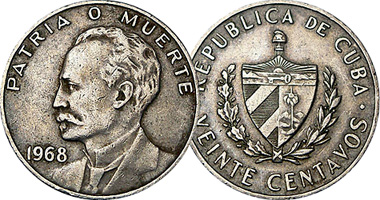 Cuba 20 Centavos 1962 to 1968