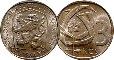 Czechoslovakia 3 Koruny 1965 to 1969