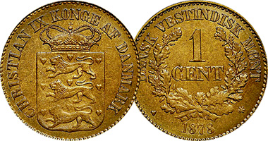 Danish West Indies 1 cent 1859 to 1883