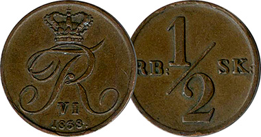 Denmark 1/2 Rigsbankskilling 1838