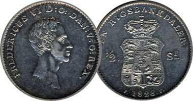 Denmark 1 Rigsbankdaler 1813 to 1839