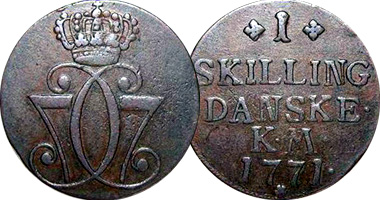 Denmark 1/2 and 1 Skilling 1771